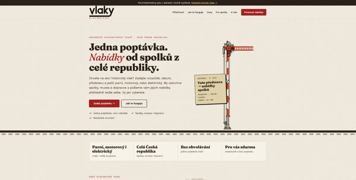 Ukázka webu Historické vlaky